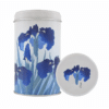Boite à thé ronde avec motif lys bleus style giverny