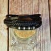 Bracelet lanières d'argent 4 beins tressés ou plat avec perles argentées