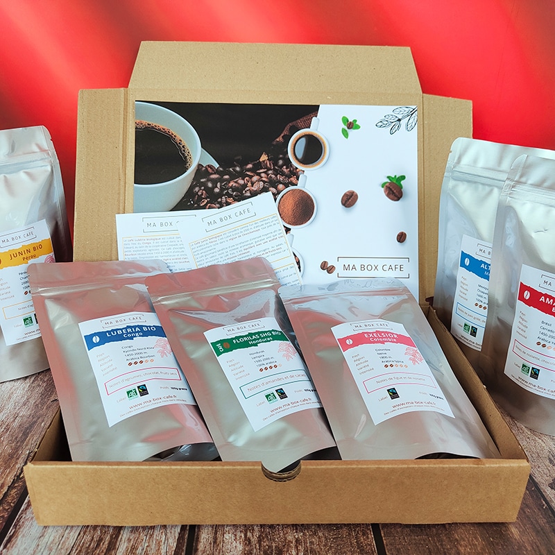 Box contenant 6 sachets de cafés du monde